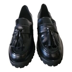 Jones NY Priscilla loafers black faux leather womens 8.5 academia preppy goth